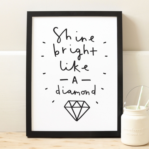 SHINE BRIGHT LIKE DIAMOND  A3(B/W)[수입정품 북유럽 모던 인테리어 포스터 아이액자 영국]