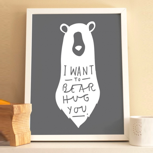 BEAR HUG 곰 (W/C)[수입정품 북유럽 모던 인테리어 포스터 아이액자 영국]