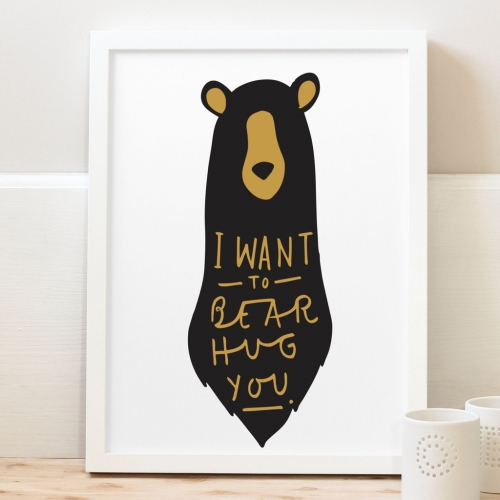 BEAR HUG 곰 (B AND G/W)[수입정품 북유럽 모던 인테리어 포스터 아이액자 영국]